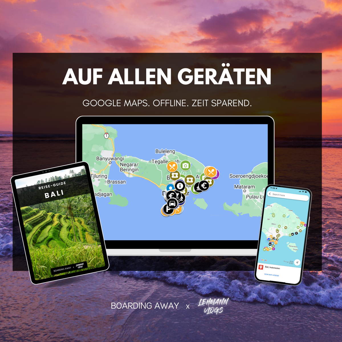 BALI ERLEBEN: Dein 60 SEITEN REISEFÜHRER + Google Karte >200 Pins