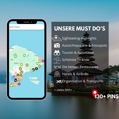 BALI ERLEBEN: Dein 60 SEITEN REISEFÜHRER + Google Karte >200 Pins