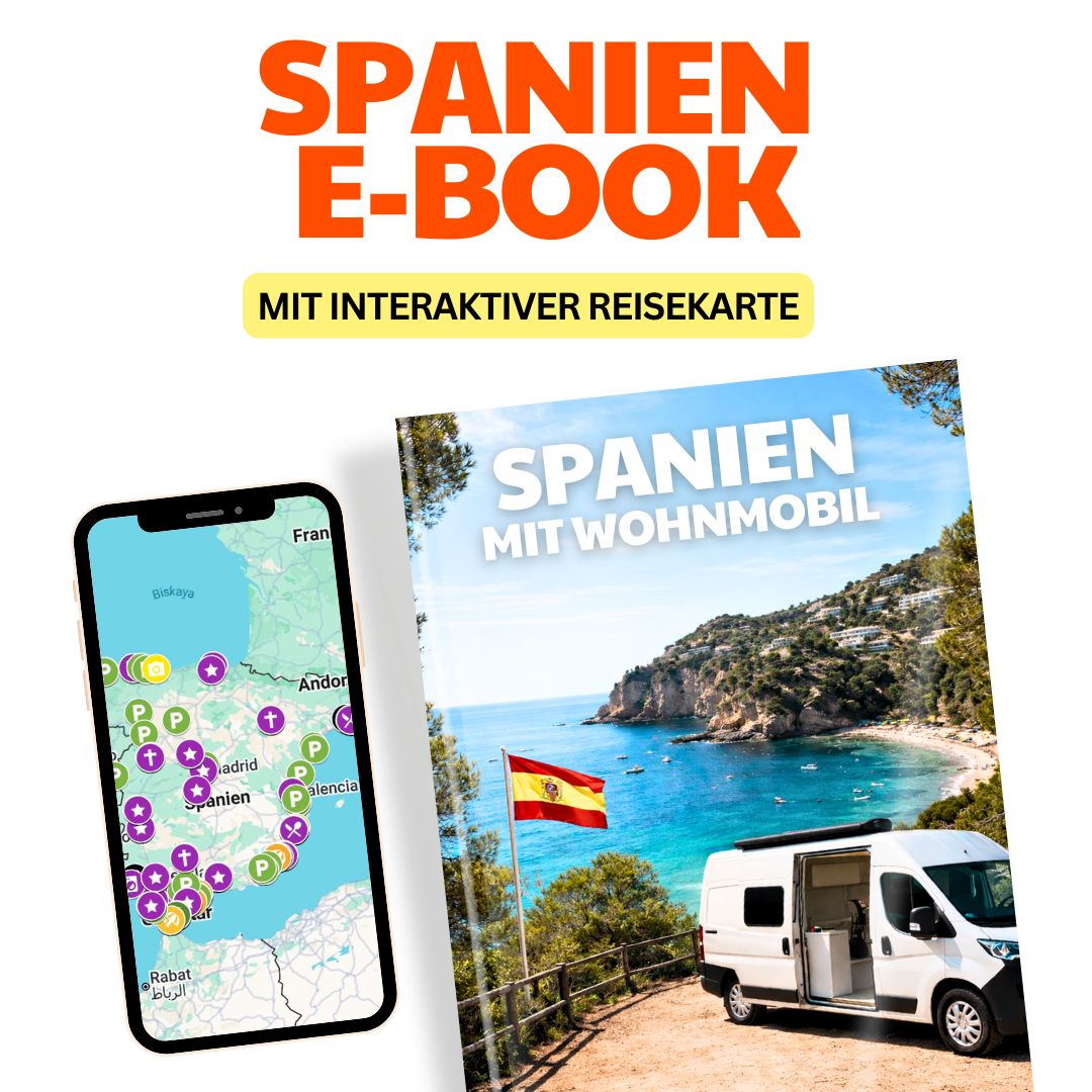 Wohnmobil Reiseführer Spanien – Ebook Cover mit Routen und Stellplätzen